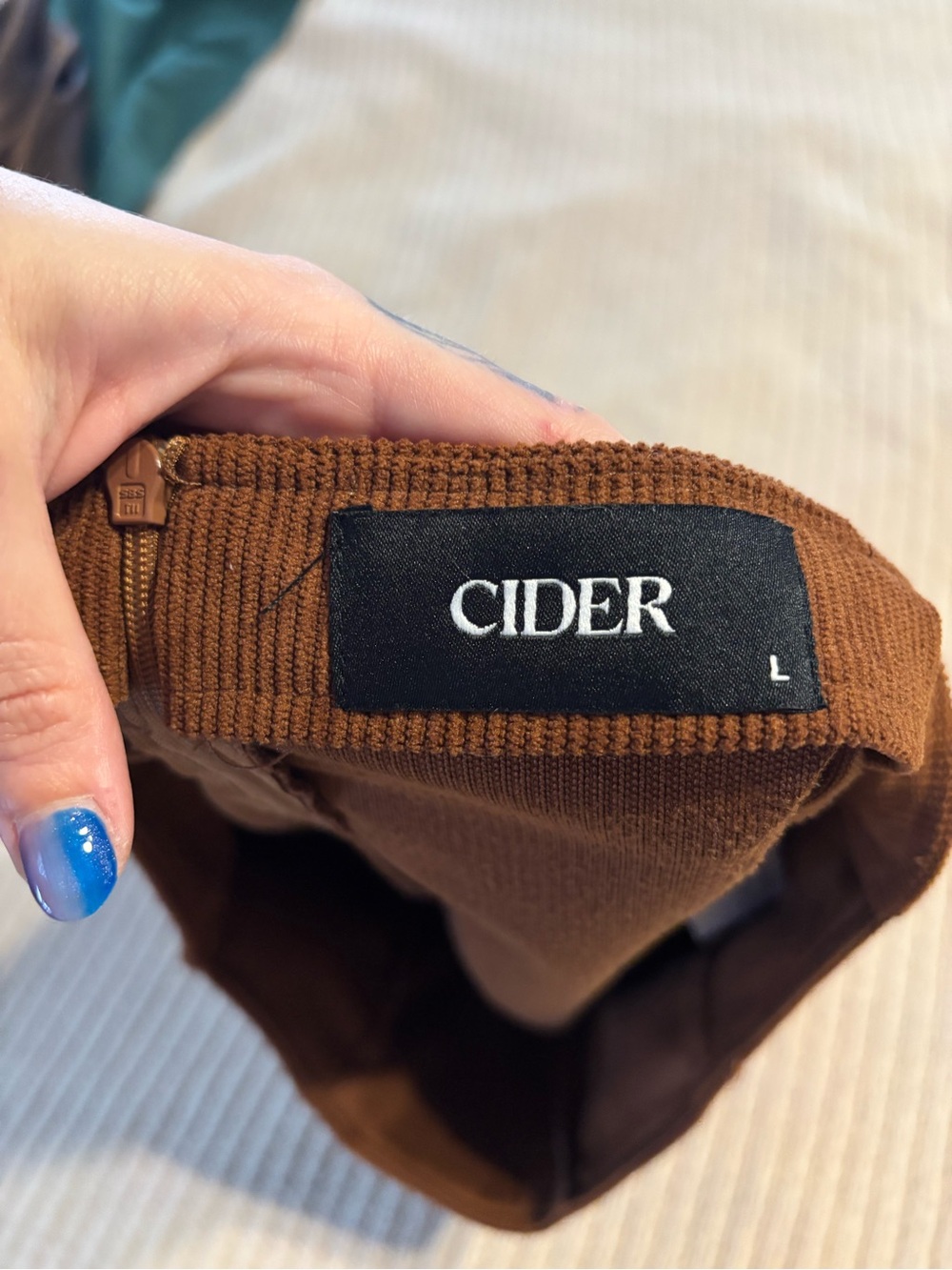 Cider Brown Ribbed Mini Skort - Picture 3 of 3